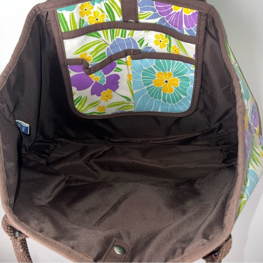 Pottery Barn Teen Multicolor Floral Fabric Tote Bag Pockets Farmers Market Bag - Picture 6 of 10